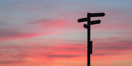 way post silhouette at sunset