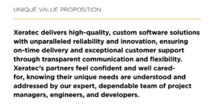 A unique value proposition example